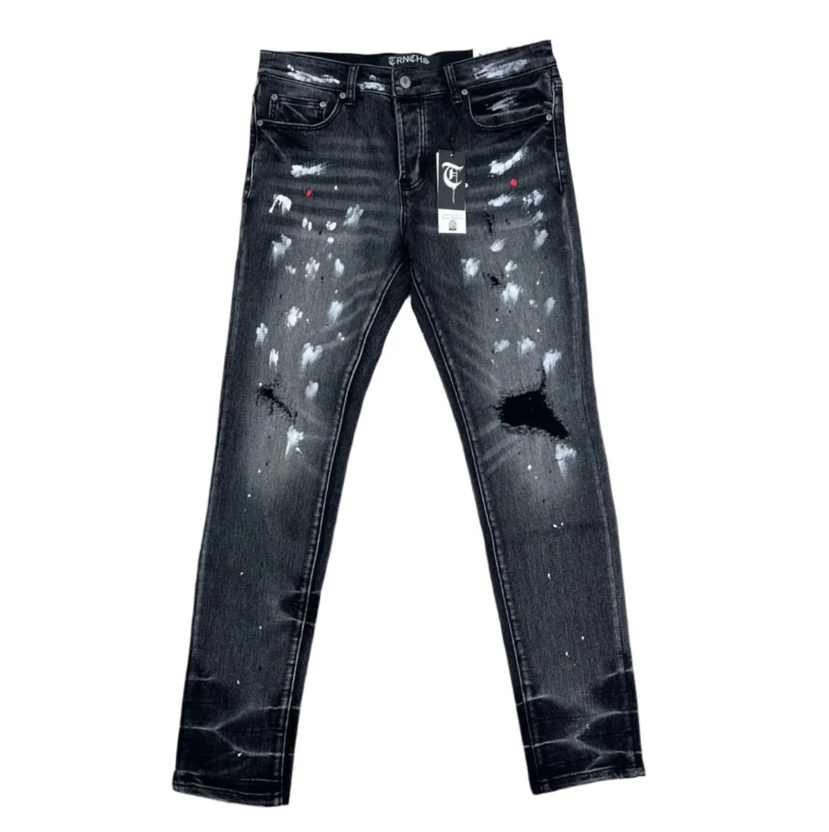 TRNCHS "DHAMAR" BLACK WASH PAINT SKINNY DENIM