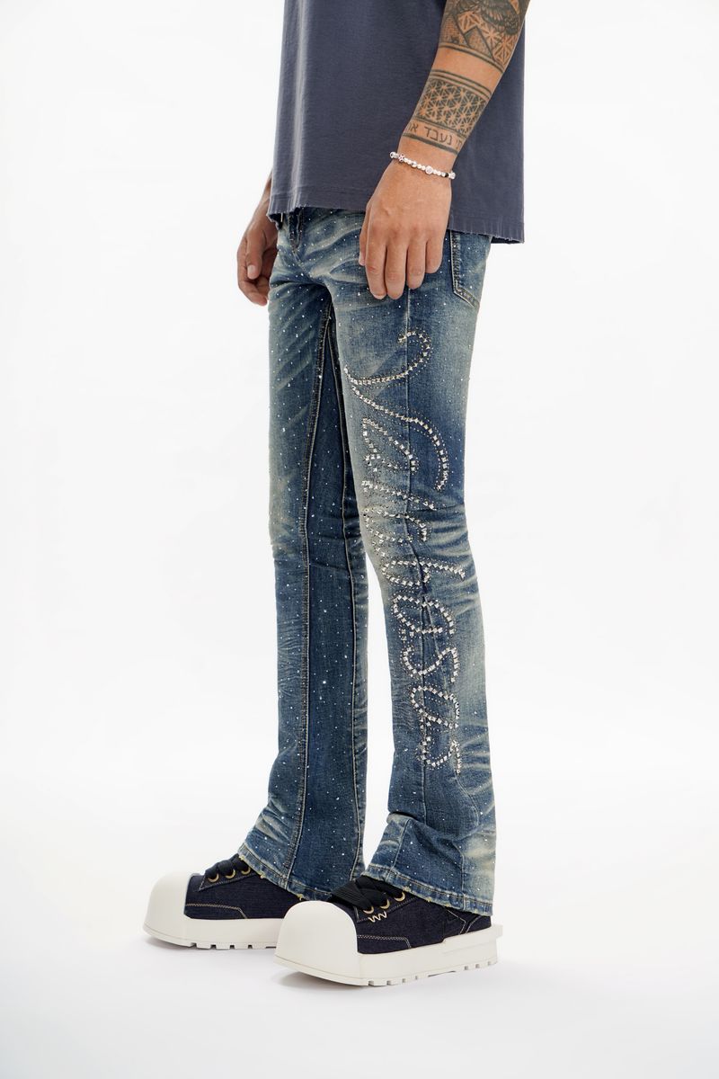 Valabasas LATTICE DARK BLUE STACKED JEAN