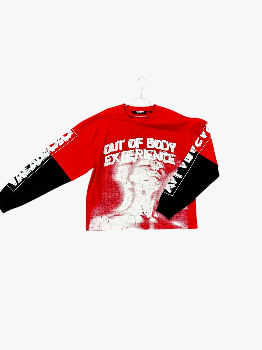 VALABASAS "CASCADA" RED DOUBLE LAYERED L/S