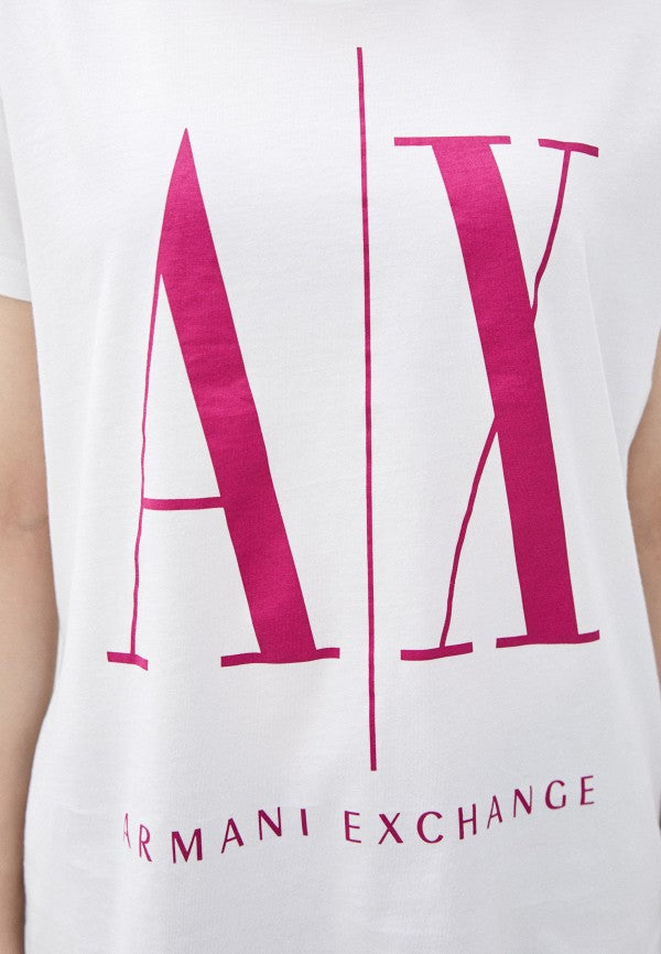 Armani Exchange women white pink Relaxed Fit Tshirt