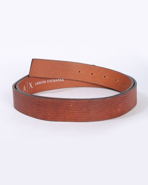 ARMANI EXCHANGE
Croc-Embossed Brown Leather Belt