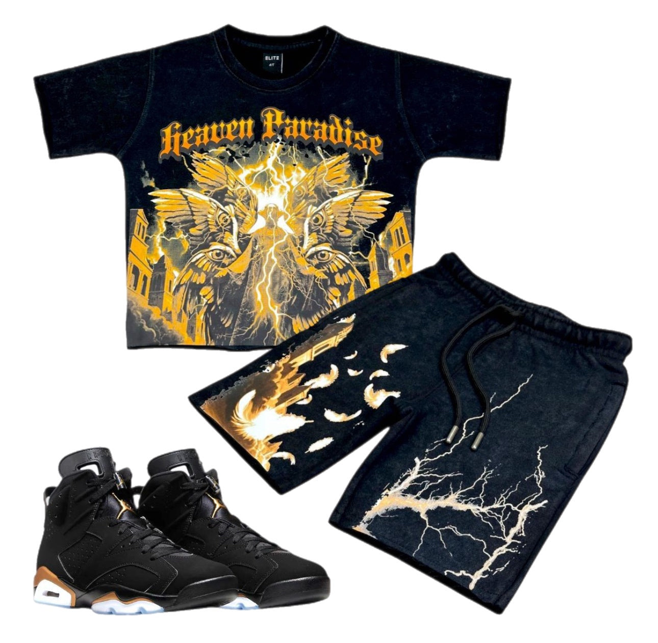 ELITE PREMIUM PARADISE Cropped Kids Fleece Short Set (4285-JR)