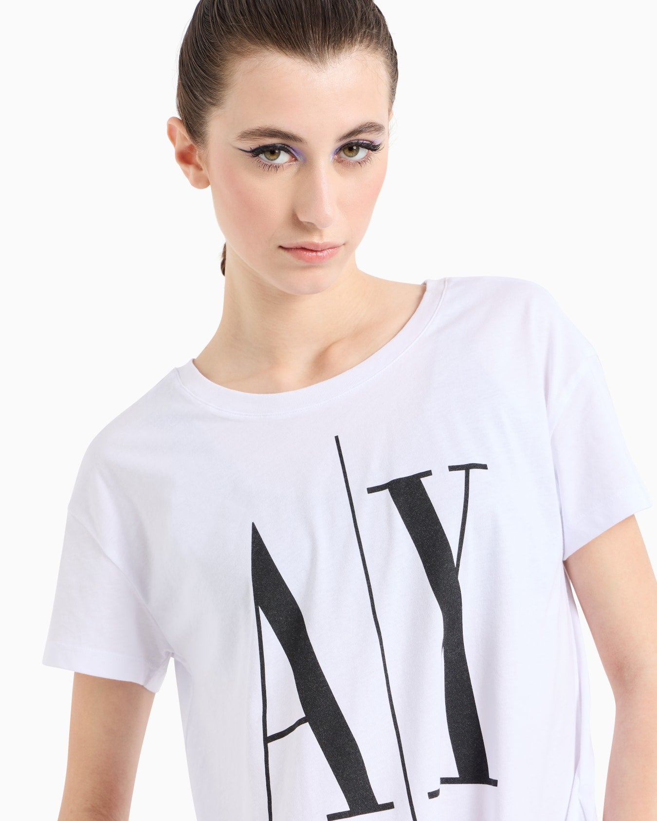 Armani Exchange women RELAXED FIT T-SHIRT WITH ROUND NECK AND LOGO