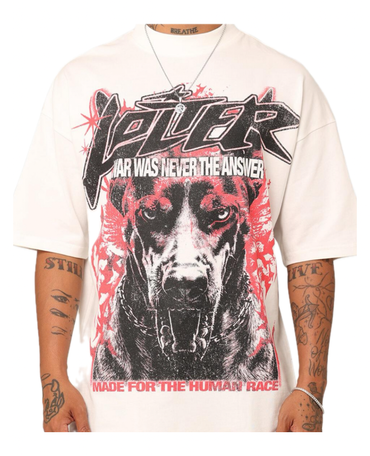 loiter Dog Tag Oversized T-Shirt Cream