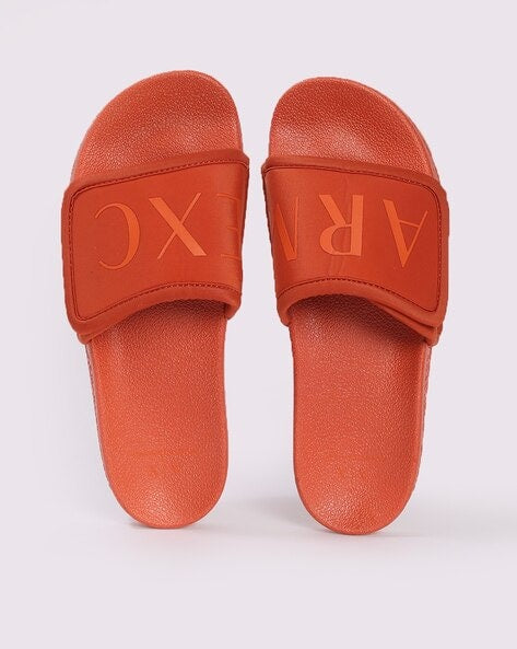 Armani exchange icon logo single strap slides Sandals (orange)