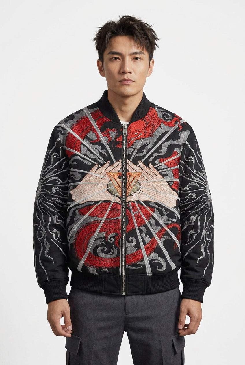 Valabasas PO dragon bomber jacket - black
