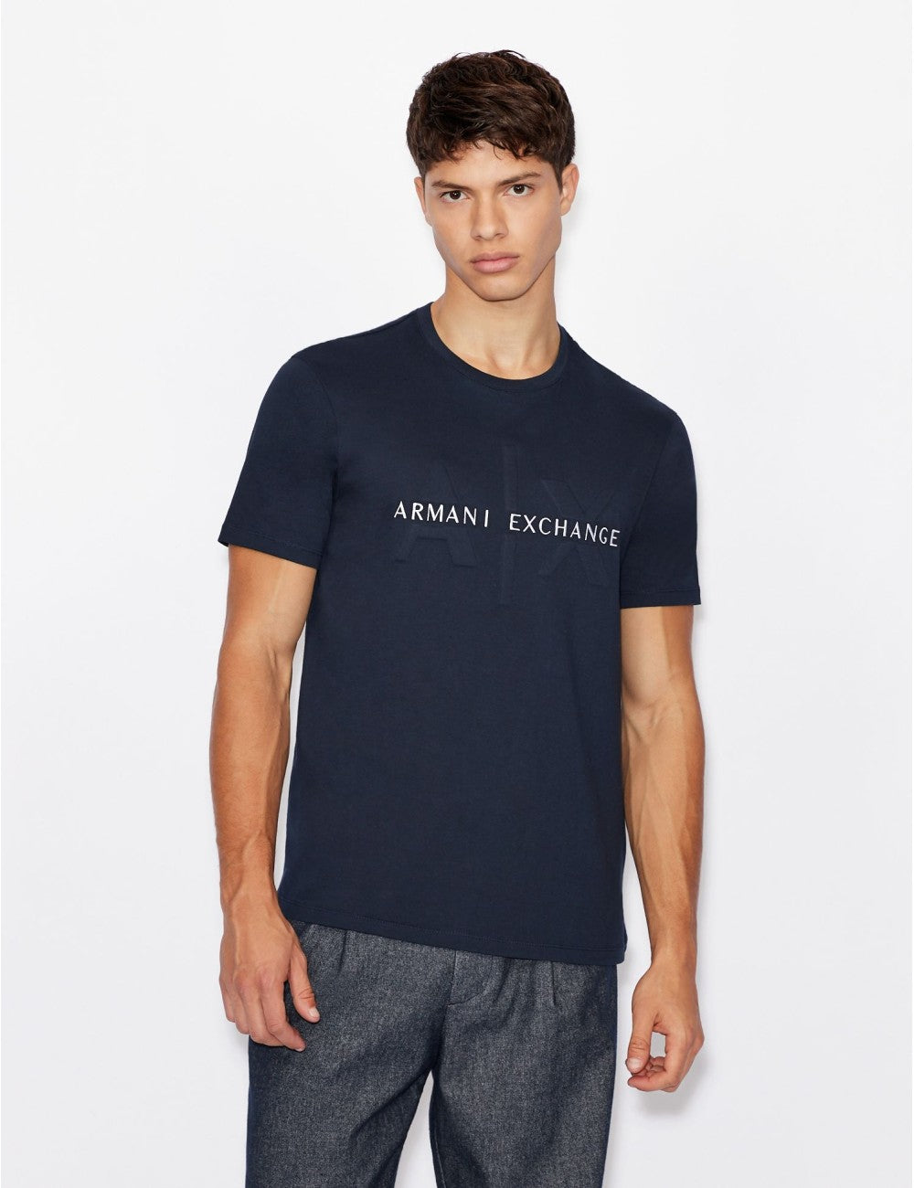 Armani Exchange Regular Fit Navy White Icon Logo Tshirt