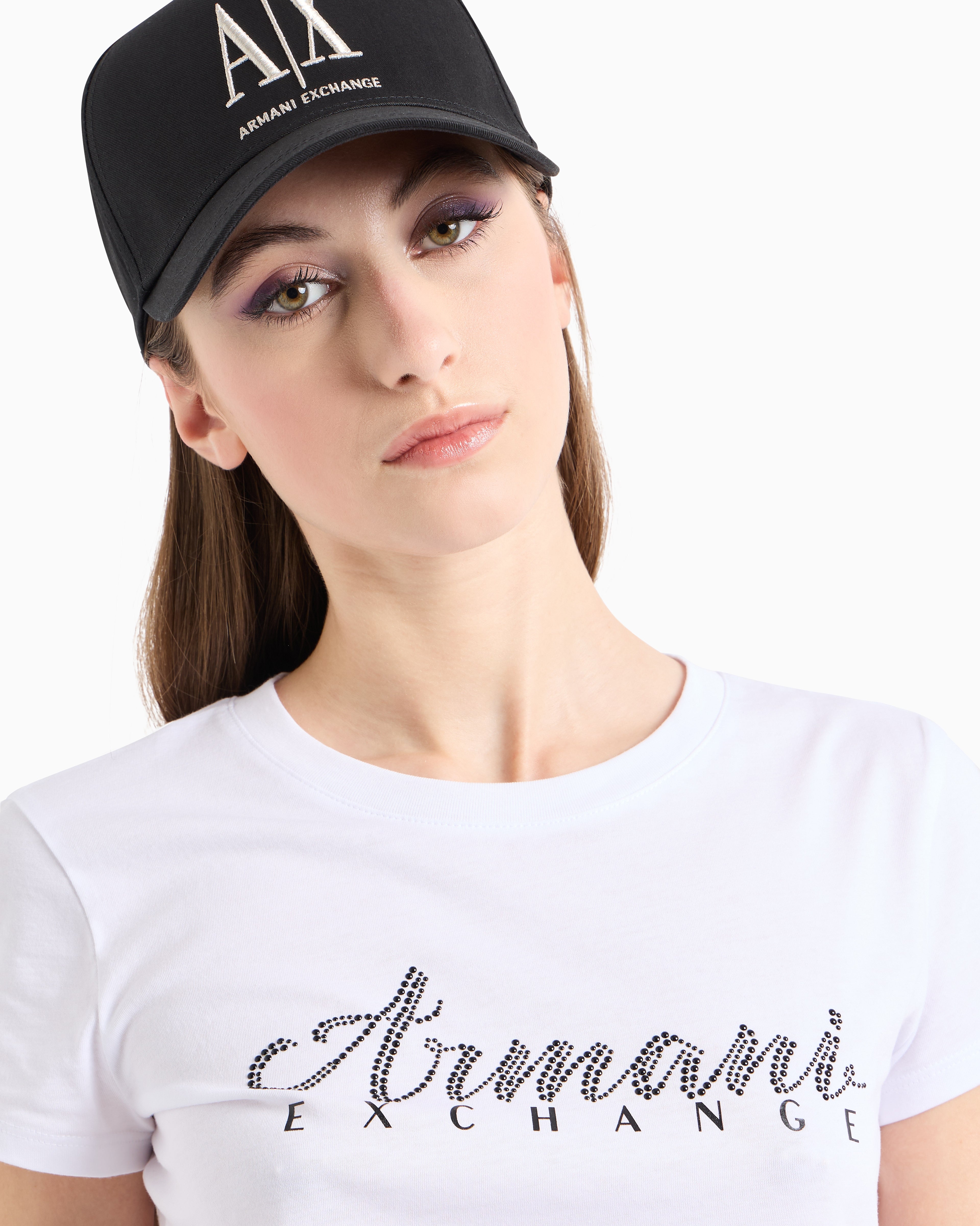 Armani Exchange women white black Tshirt