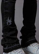 pain washed black stacked denim