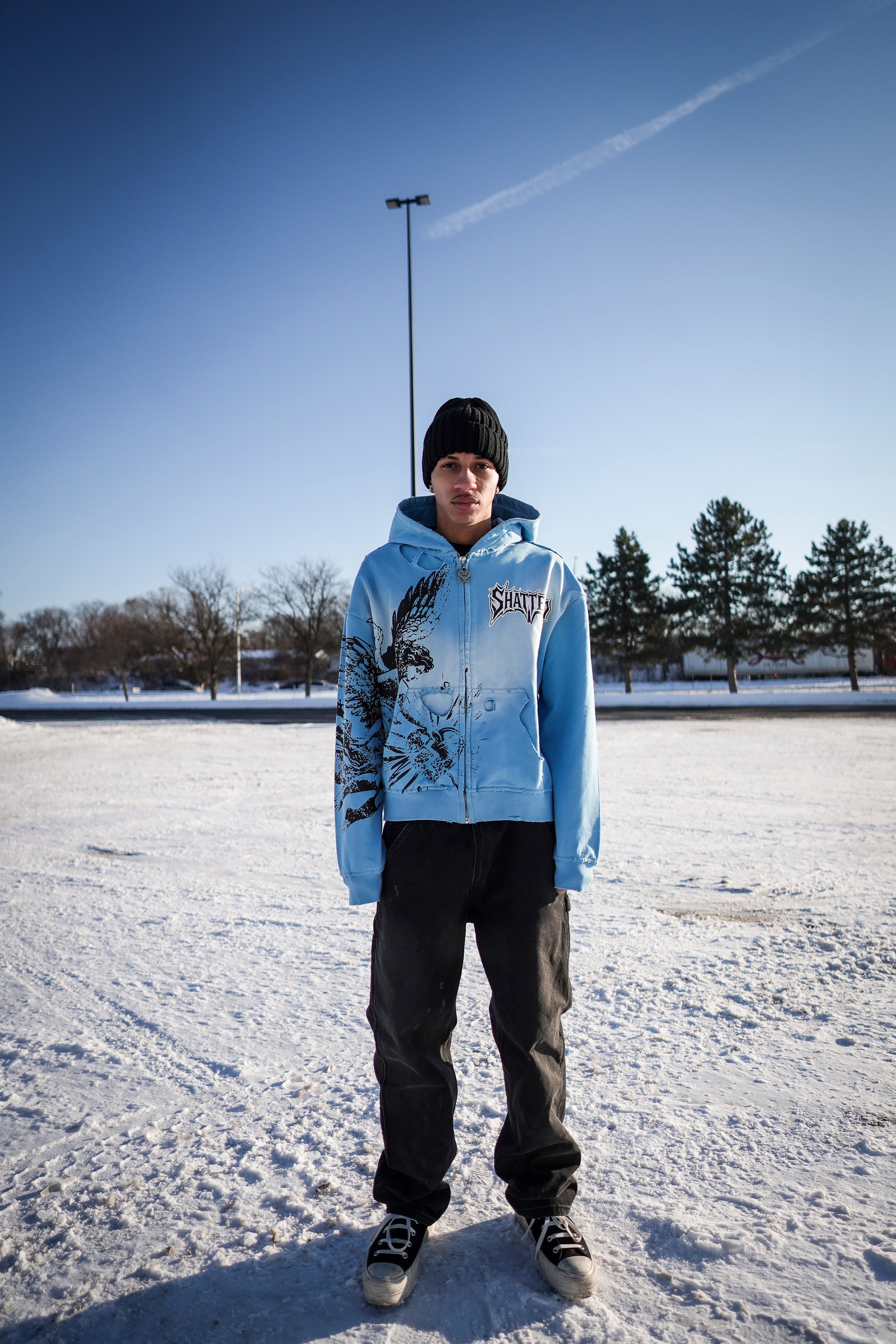 Shattered Hearts Catching Feelings Hoodie – Baby Blue