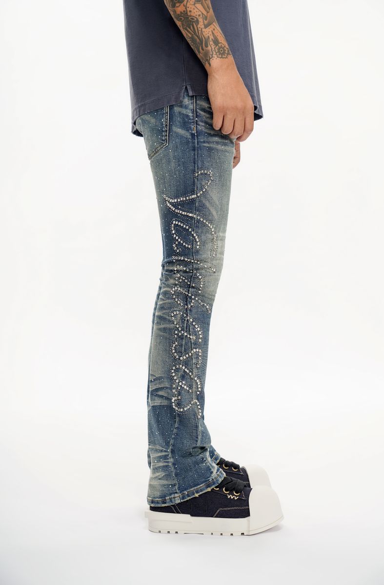 Valabasas LATTICE DARK BLUE STACKED JEAN