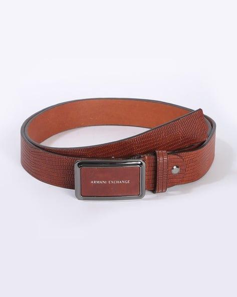 ARMANI EXCHANGE
Croc-Embossed Brown Leather Belt