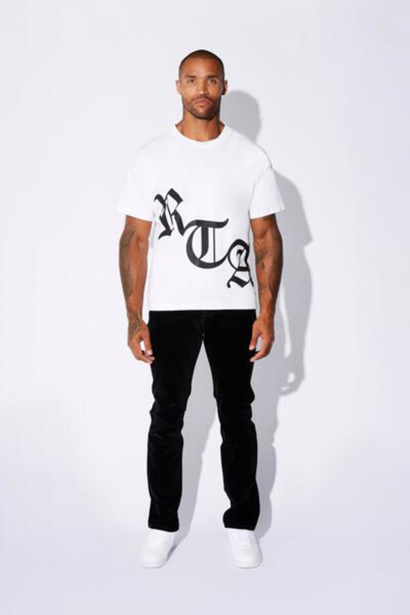 RTA S/S RTA BLACK LOGO TEE IN WHITE