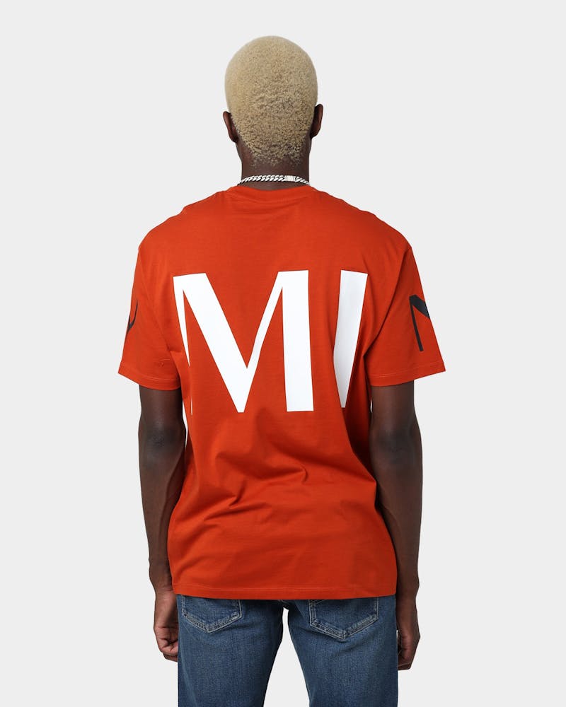 Armani Exchange Comfort Fit Orange White Oversized Icon Logo Tshirt