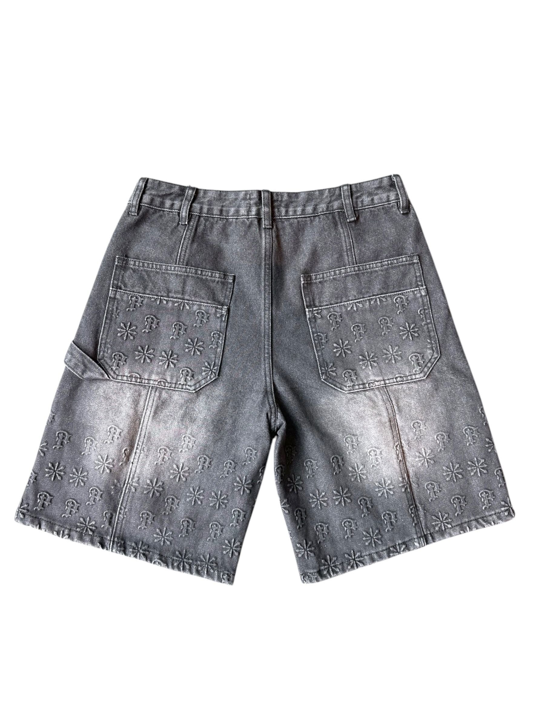 PRESTIGE Black Embossed Denim Jorts