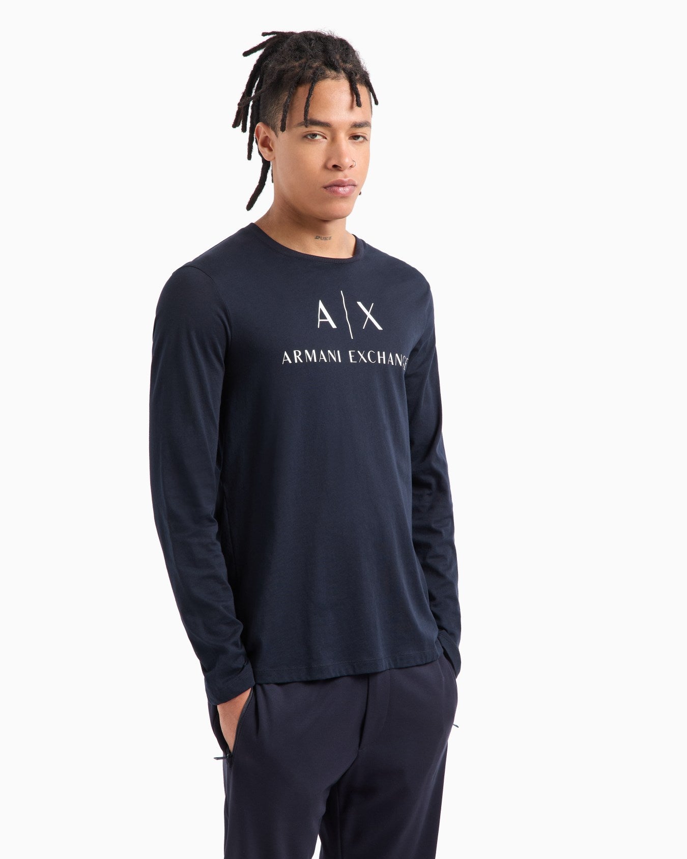 Armani Exchange Navy Long Sleeve T-Shirts