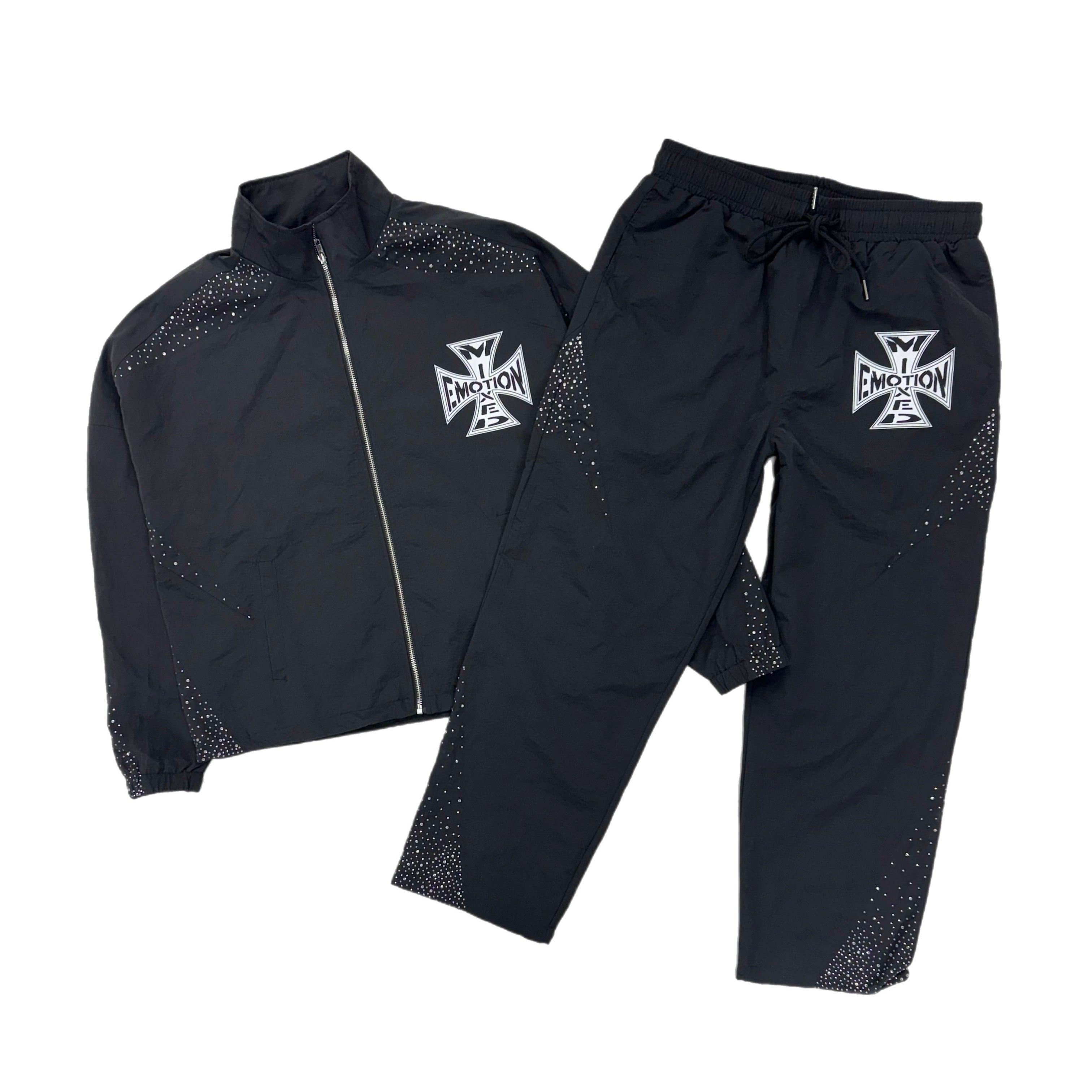 Mix emotions Black Classic Nylon Track Set Lightweight