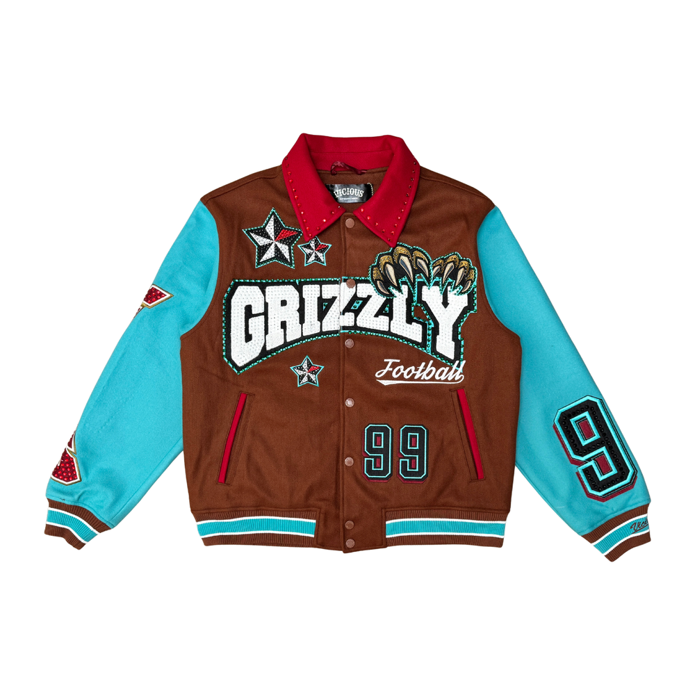 Vicious Grizzly Varsity Jacket - Brown