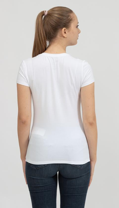 Armani Exchange women white black stud tshirt