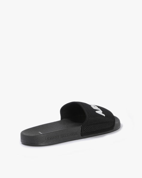 Armani exchange icon logo single strap slides Sandals (black)