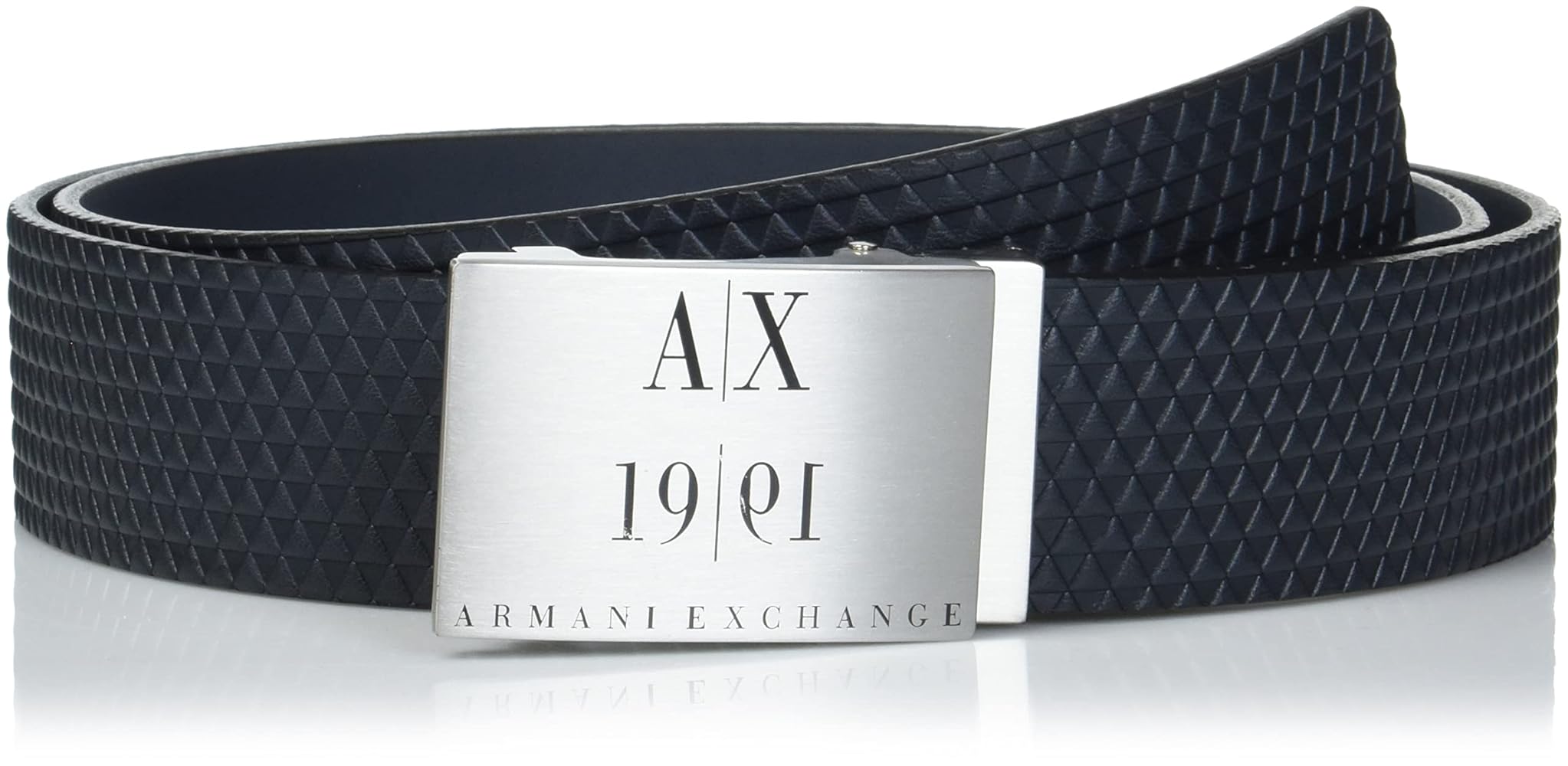 Armani Exchange Navy Leather with Silver buckle