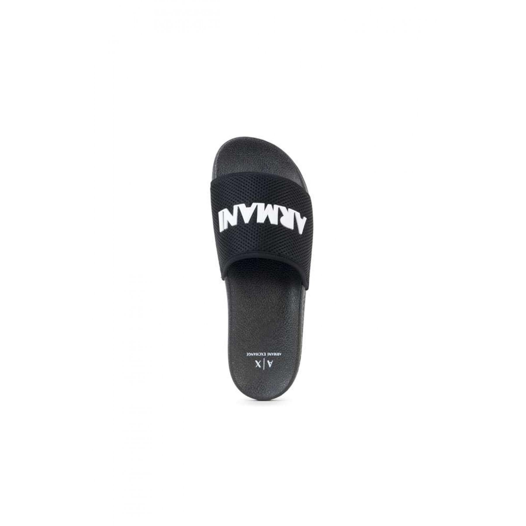 Armani Exchange Men's Black Slides With Wide Mesh Strap