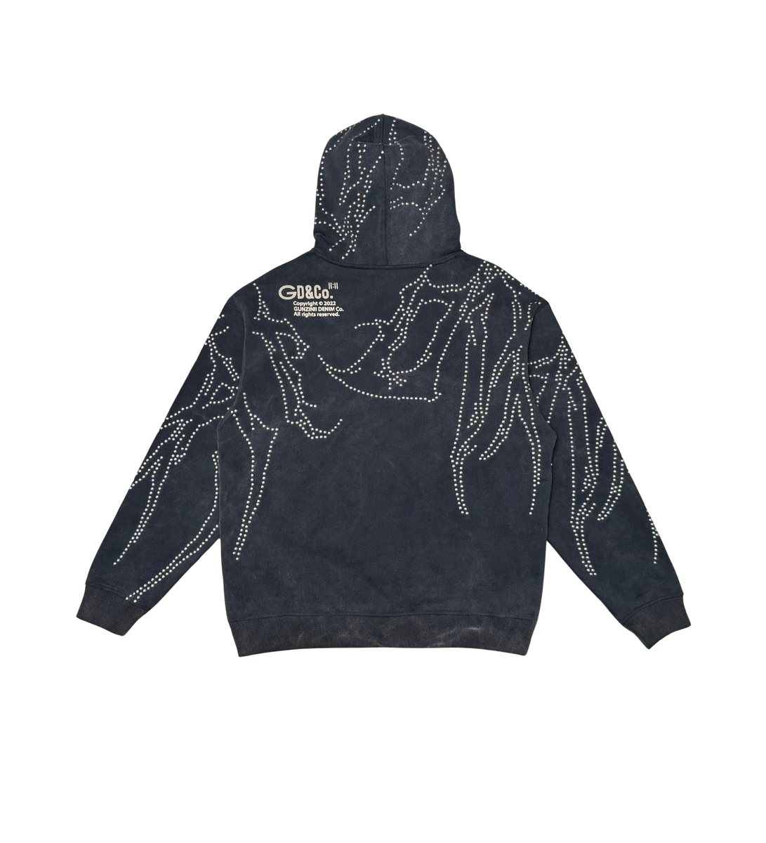 GUNZINII STUDDED BLACK HOODIE