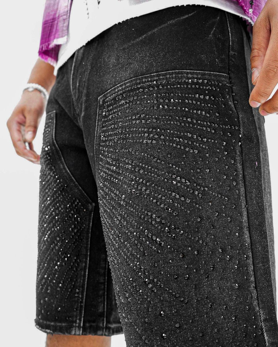 preme Drop gems” crystal black shorts