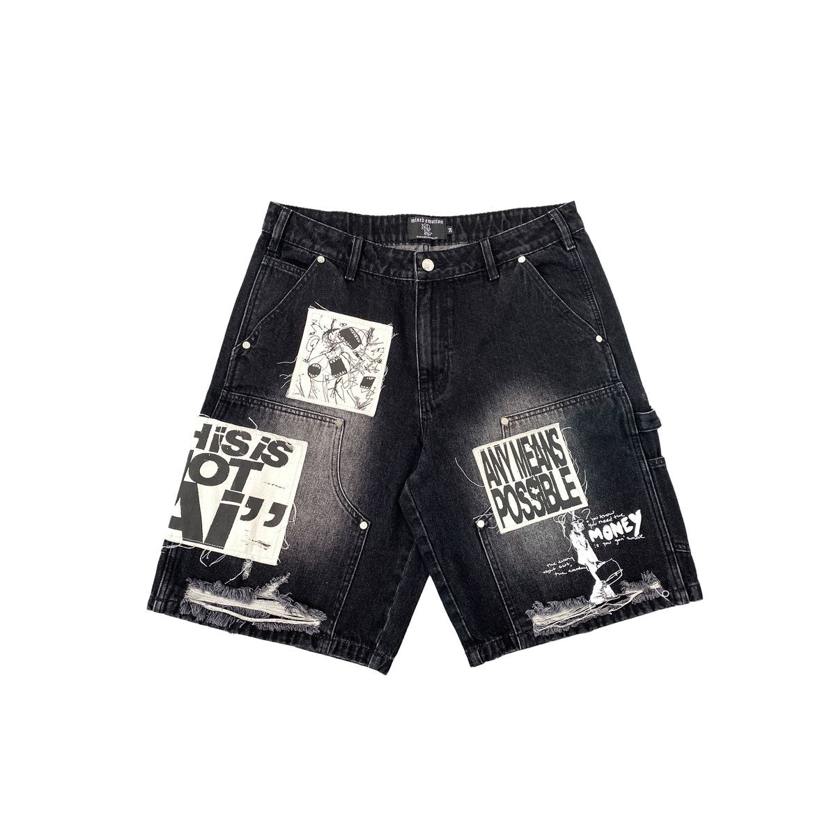 Mix emotions Black “AI” Denim shorts