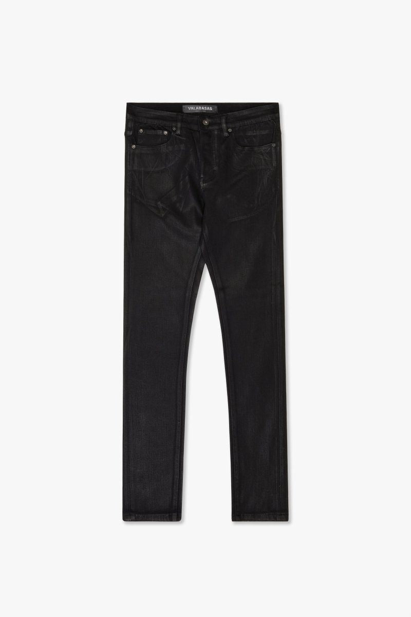 Valabasas Mr. flex black waxed skinny jeans