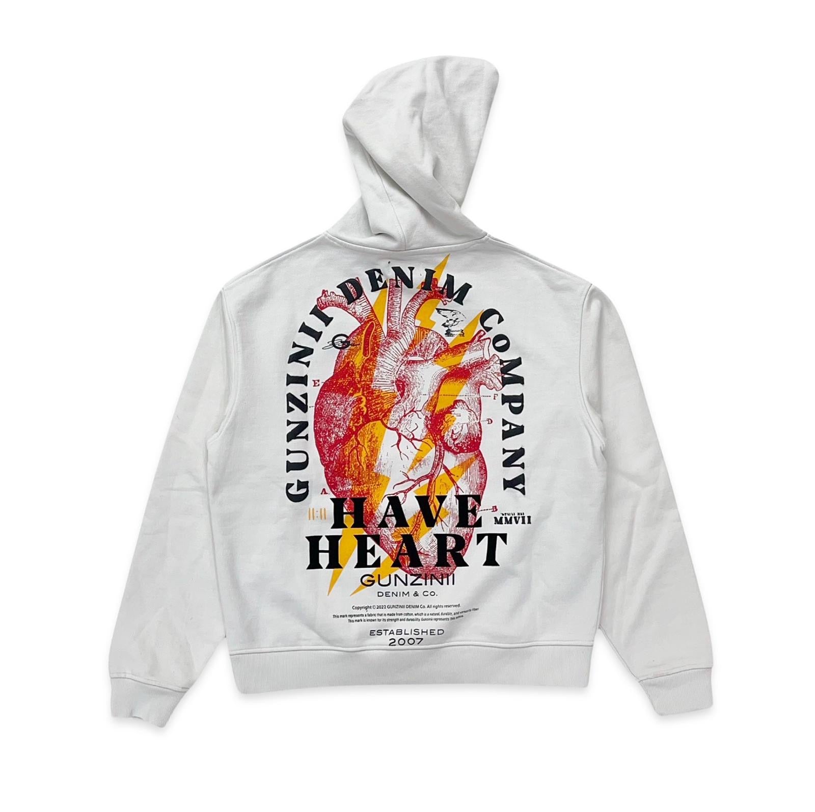 Gunzinii Mens Have Heart Hoodie off white Gunzinii Mens Have Heart Hoodie off white
