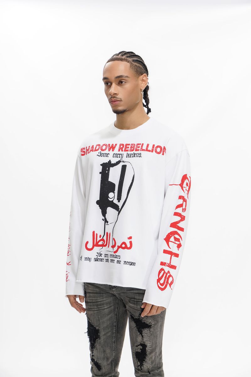 TRNCHS
"SHADOW REBELLION" WHITE LONG SLEEVE