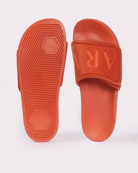 Armani exchange icon logo single strap slides Sandals (orange)