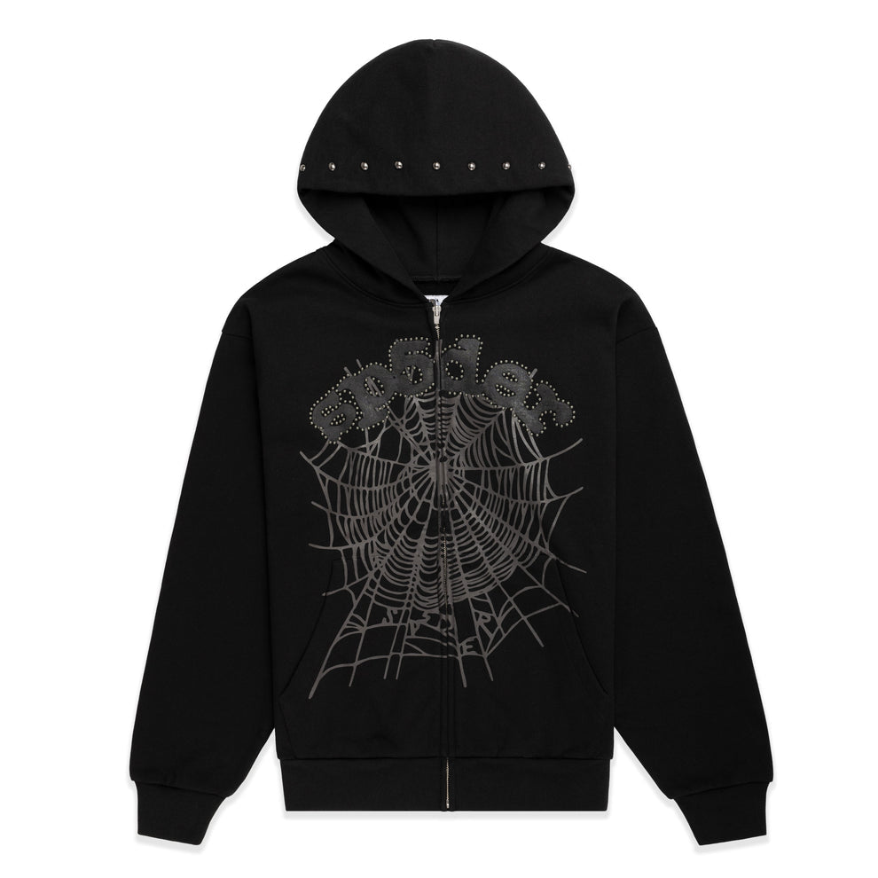 Sp5der OG Web Studded Zip Hoodie
Black