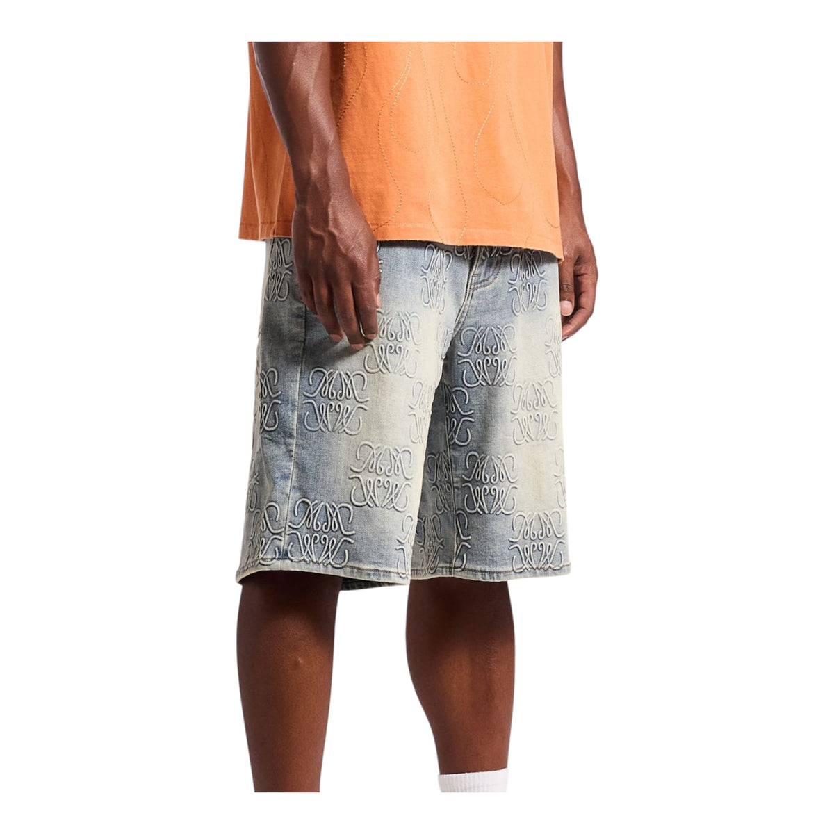 Memory Lane MONOGRAM DENIM SHORT-BLUE RINSE