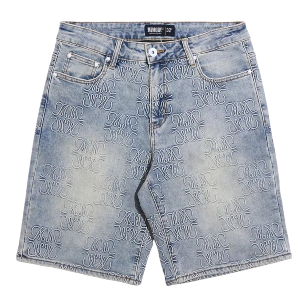 Memory Lane MONOGRAM DENIM SHORT-BLUE RINSE