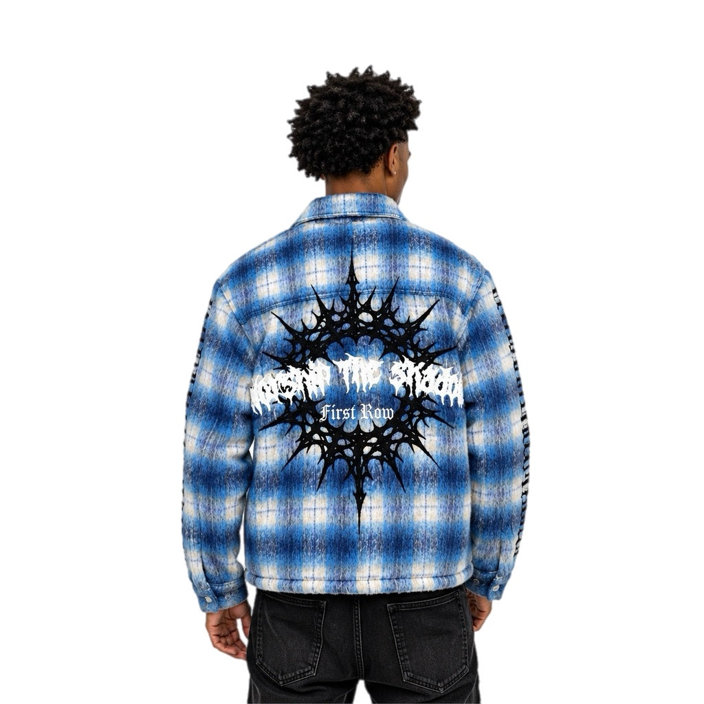 First Row shadow worship twin snakes shacket - blue