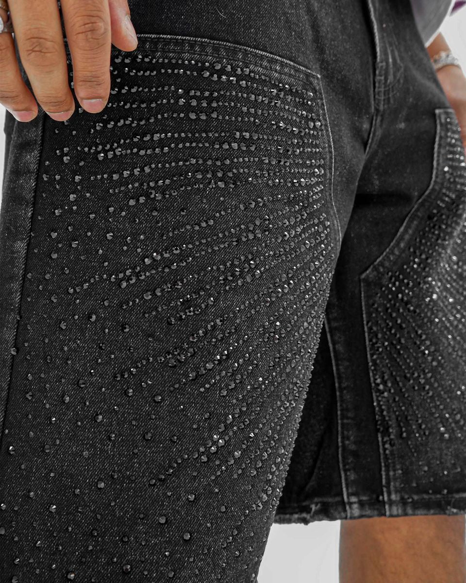 preme Drop gems” crystal black shorts