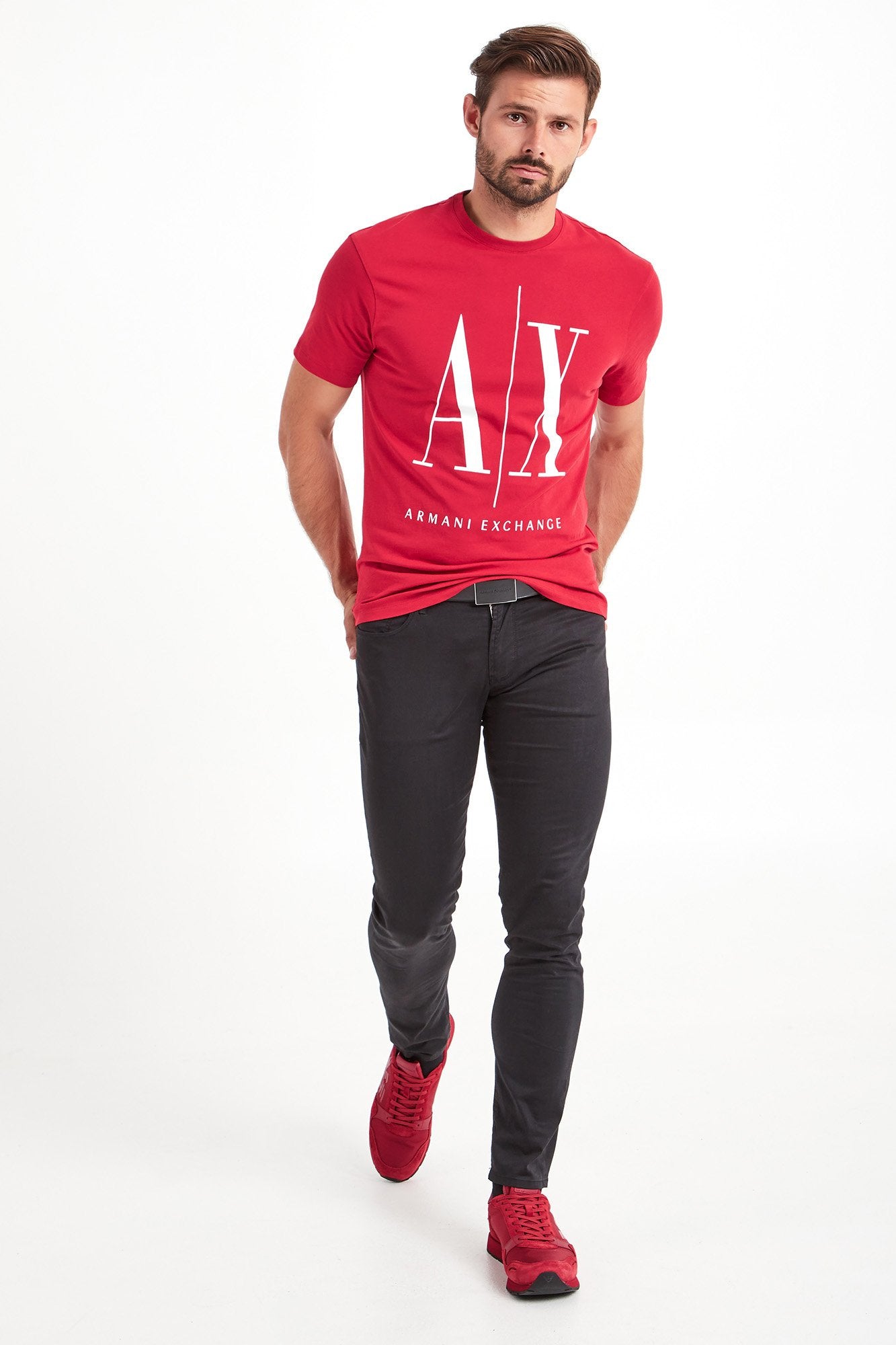 Armani Exchange Red White Icon Logo Tshirt