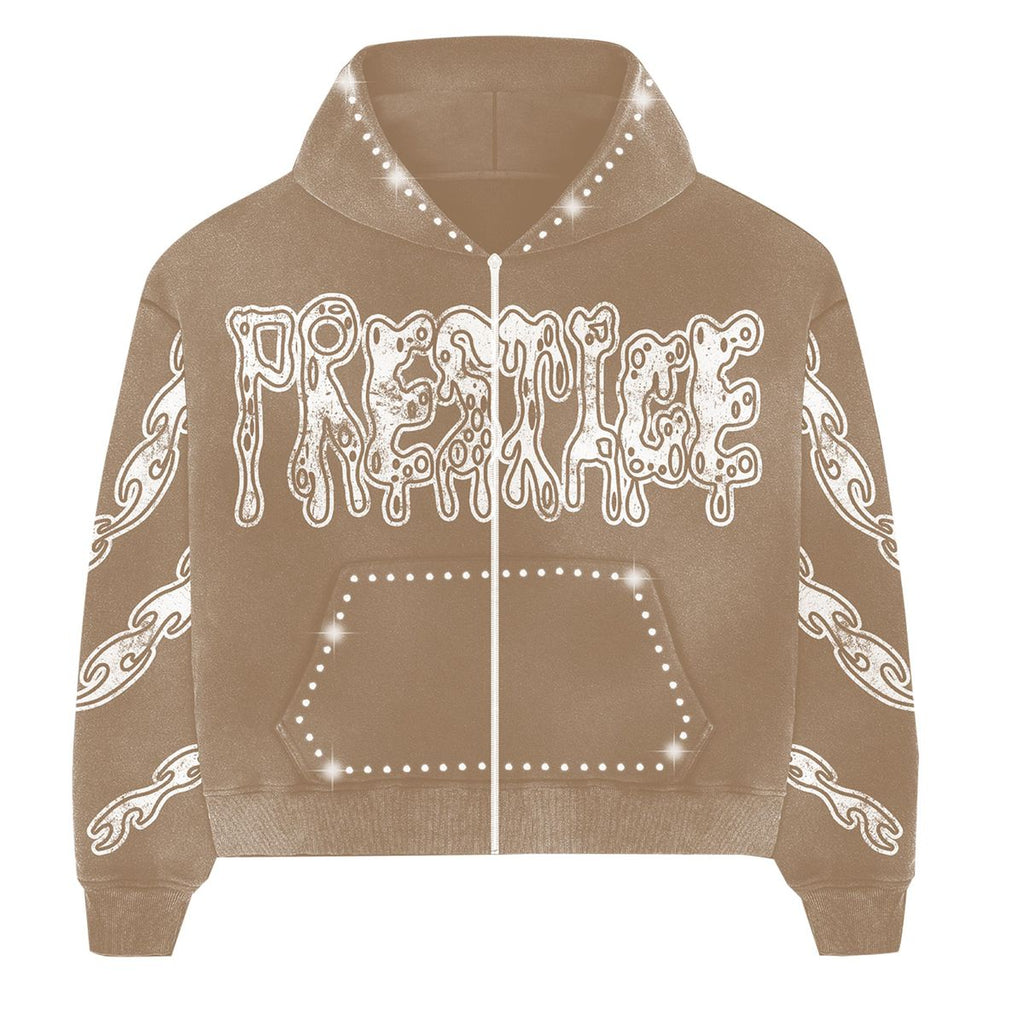 PRESTIGE DRIPPY RHINESTONE HOODIE BROWN – Premium Apparel Shops