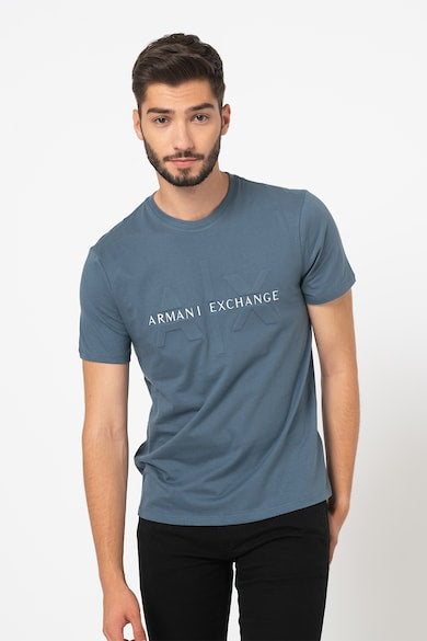 Armani Exchange Regular Fit Light Blue Icon Logo Tshirt