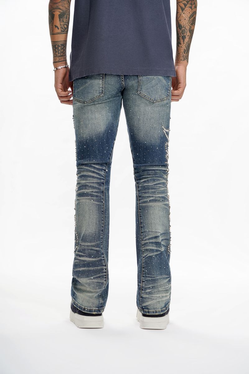 Valabasas LATTICE DARK BLUE STACKED JEAN