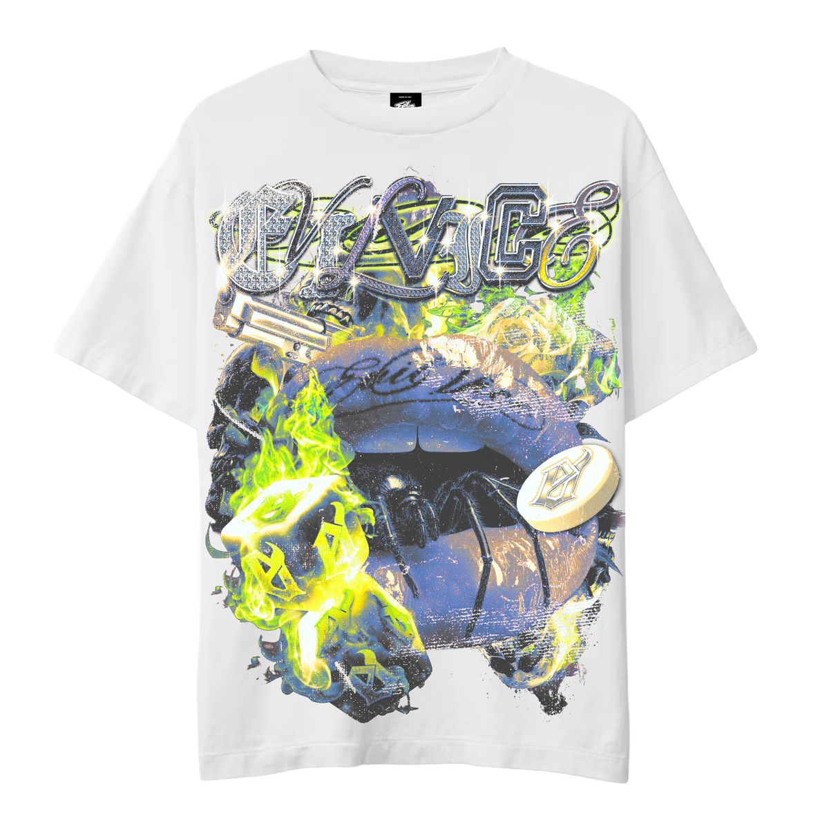 Evil Vice Flame Lips Tee – White (EVS25-22)