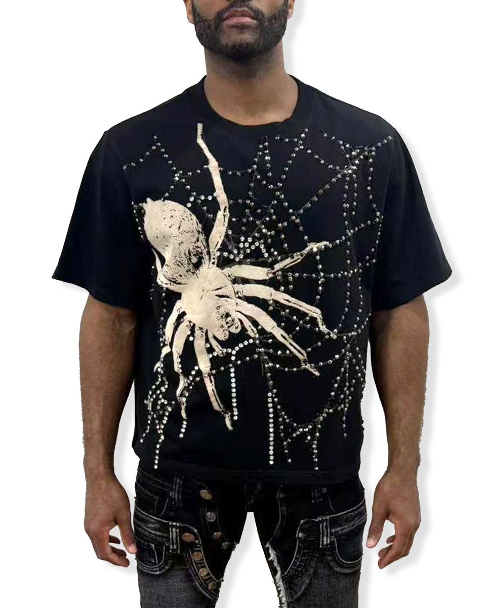 PREME “WEB” CROPPED STONES BLACK TEE