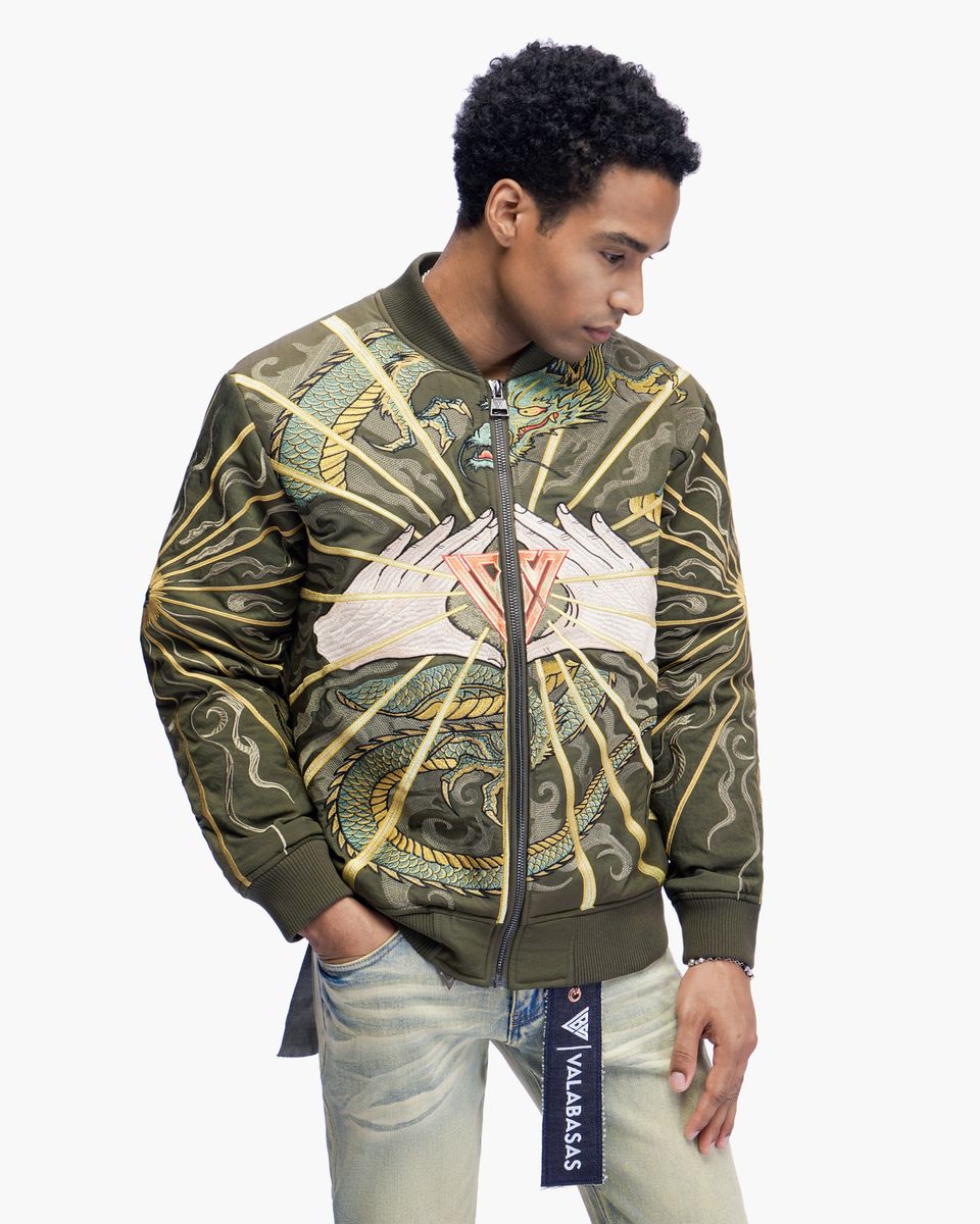 Valabasas Po Black Dragon Bomber Jacket (Po-Olive)