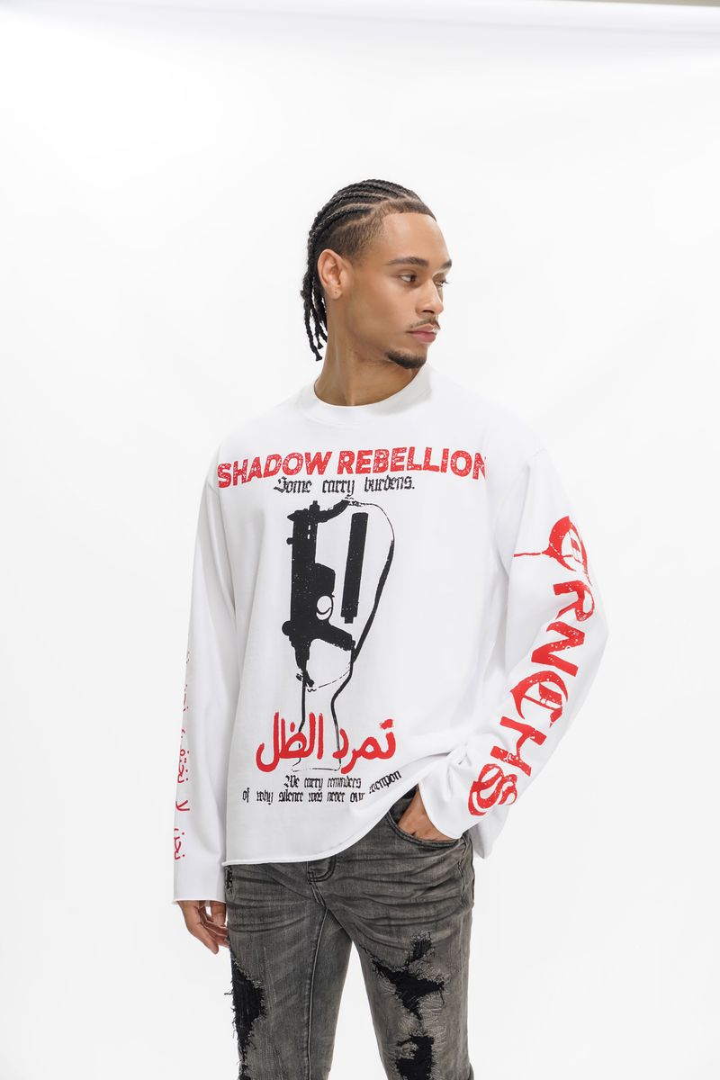 TRNCHS
"SHADOW REBELLION" WHITE LONG SLEEVE