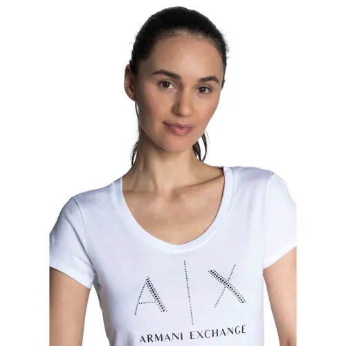 Armani Exchange women stud white T-Shirts