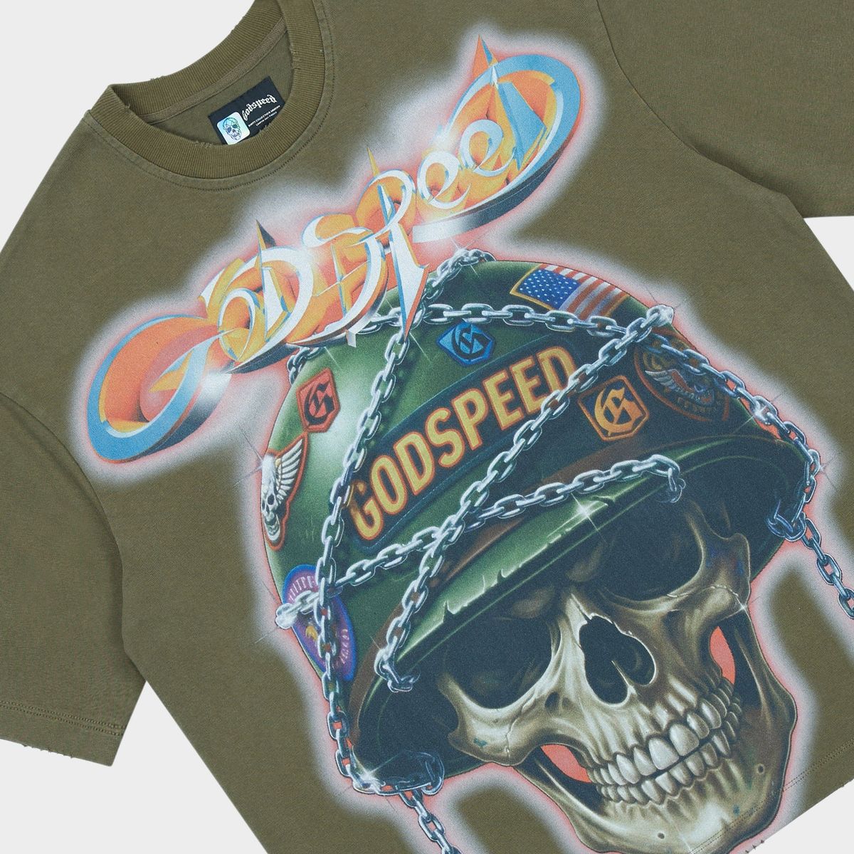 GODSPEED “BADGES OF HONOR” MILITARY GREEN TEE