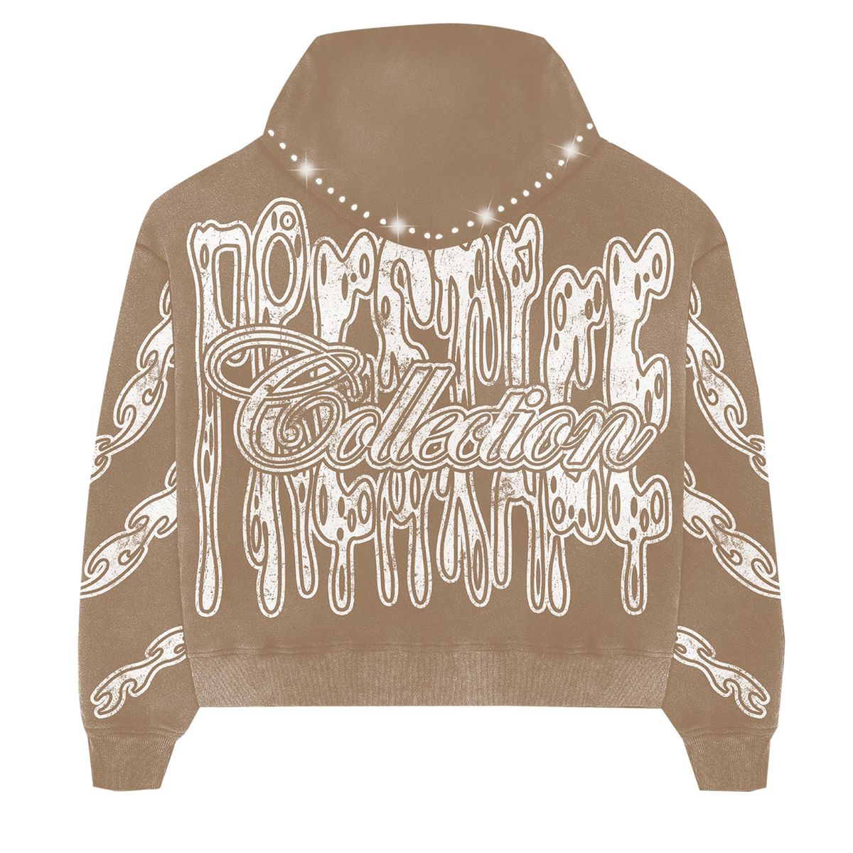 PRESTIGE DRIPPY RHINESTONE HOODIE BROWN