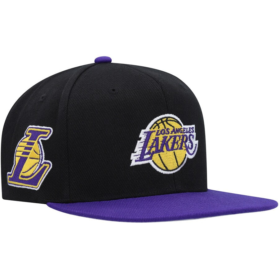 Men's Los Angeles Lakers Mitchell & Ness Black/Purple Side Core 2.0 Snapback Hat